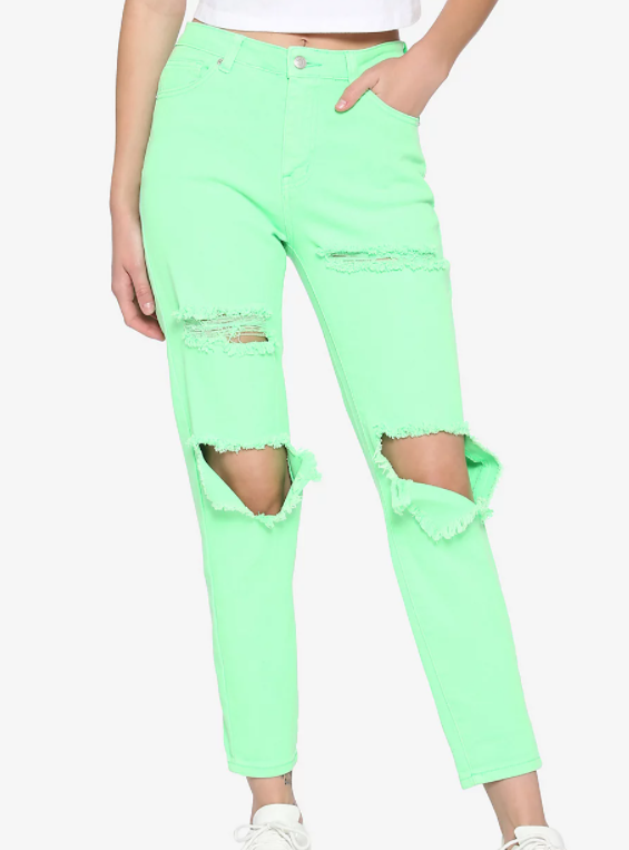 Neon Green Destructed Jeans Lifestyle Boutique